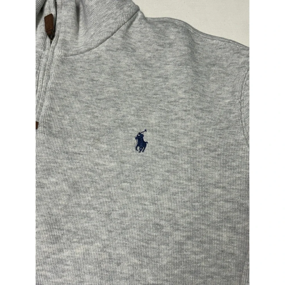 Polo Ralph Lauren Mens XL Heather Grey Cotton 1/4 Zip Pullover Sweater Pony Logo